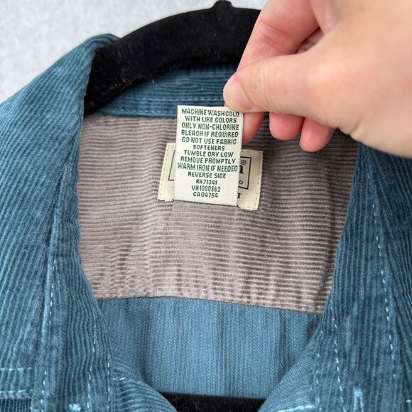 LL Bean Mens Corduroy Long Sleeve Button Up Shirt Size L Dusty Blue Classic - Picture 9 of 13